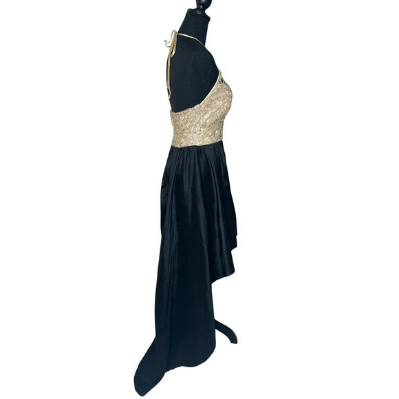 VTG B. Smart Evening Gown High-Low Hem Selena Vibes Y2K Halter Neck Intricate - Picture 3 of 14